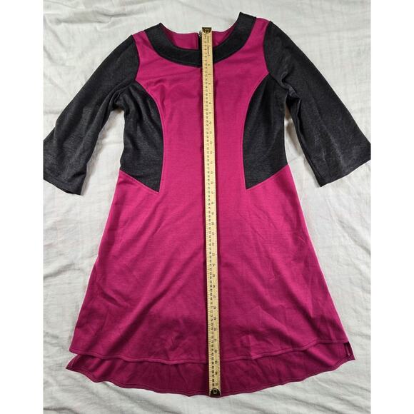 Uncle Frank Sheath Dress Color Block Jersey Ponte Knit 3/4 sleeves Pink Gray S - Picture 4 of 9
